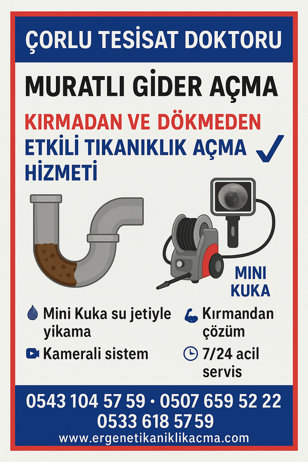 ÇORLU TESİSAT DOKTORU – Muratlı Gider Açma ✔️ Kırmadan ve Dökmeden Etkili Tıkanıklık Açma Hizmeti
